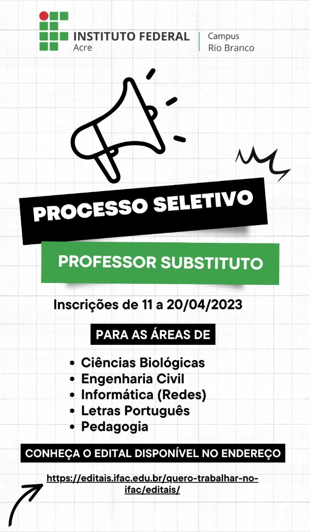 IFBA divulga edital 10/2023 para Professor Substituto